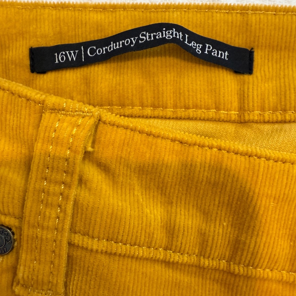 Talbots NWT Corduroy Straight Leg Pants Mustard Yellow Women’s 16W - Picture 3 of 5